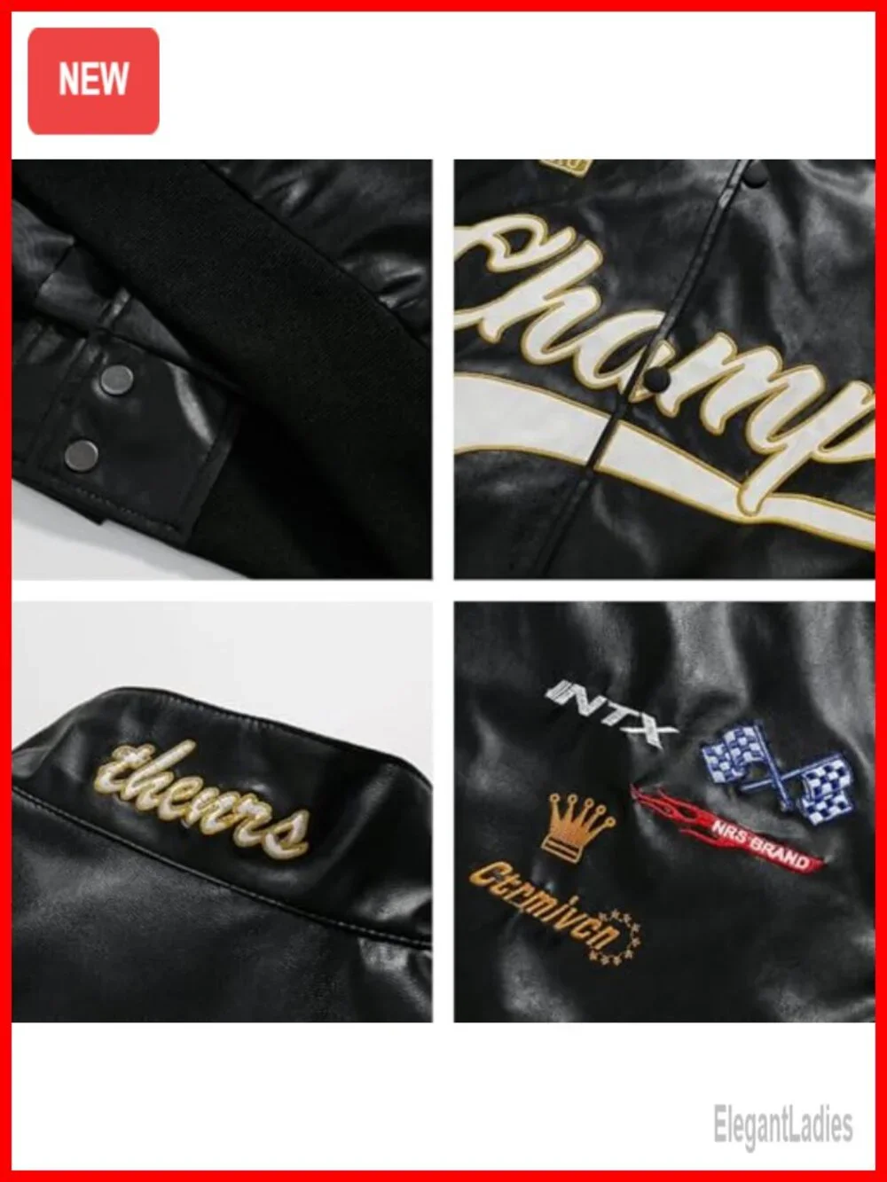 Faux Leather Racing Jacket Oversized Motorcycle Biker Streetwear